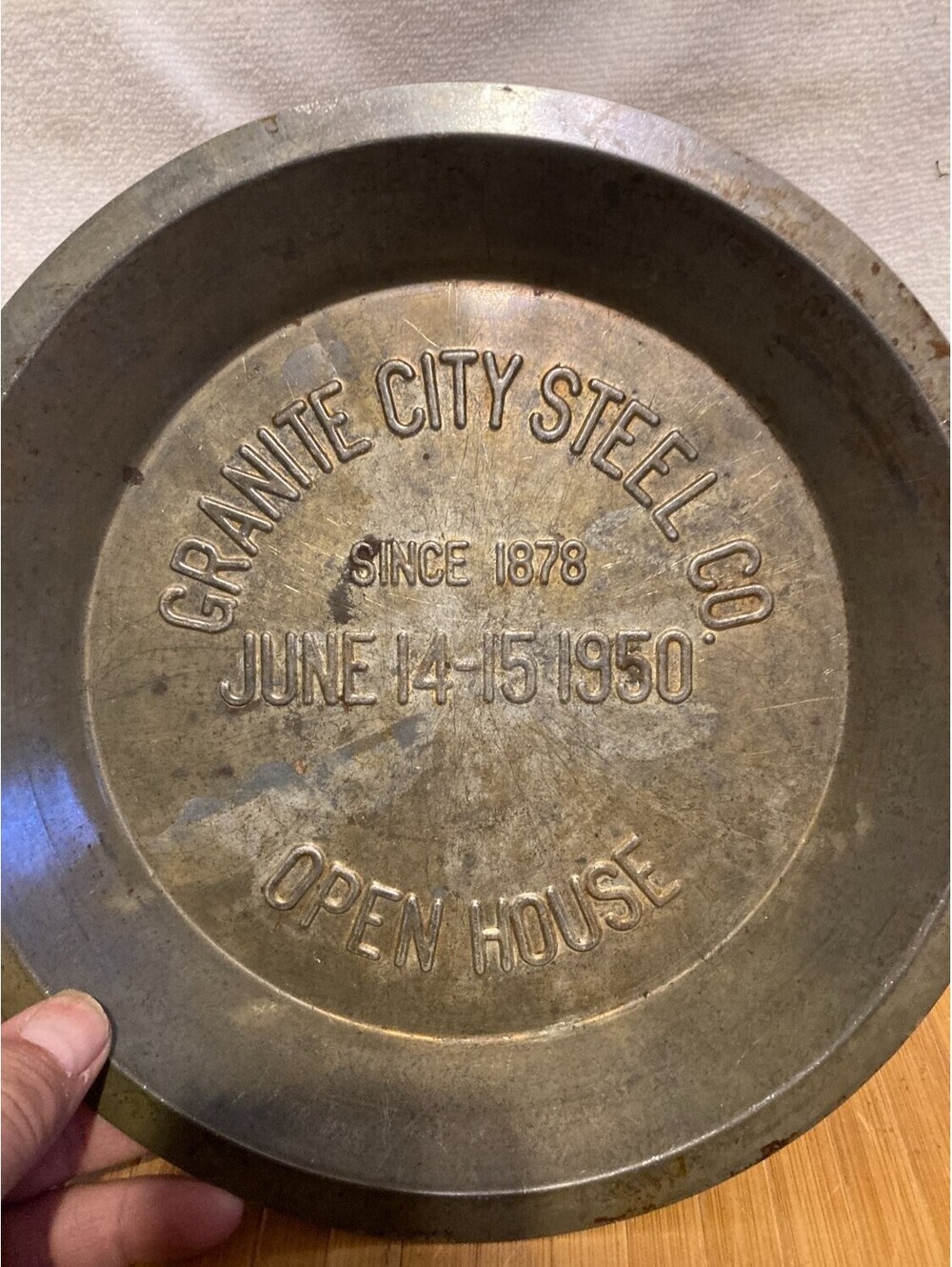 Granite City Co. Open House June 14-15 1950 Promotional Pie Pan 10 In Gray
